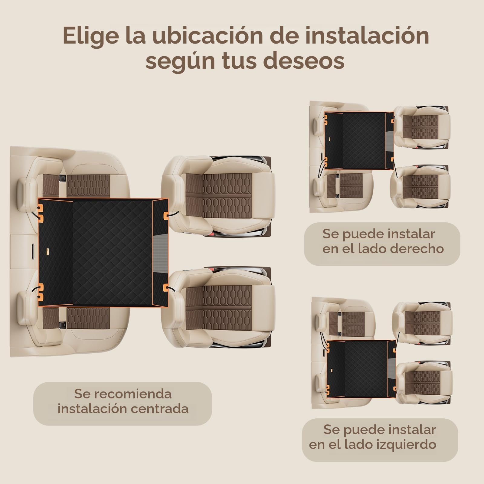 Pecute Asiento de Coche XL 70 x 61 x 55 cm para Perros Medianos y Grandes, Reforzado con 4 Correas de Fijación