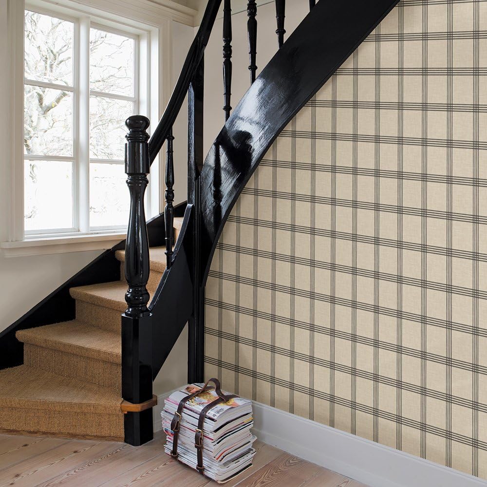 Chesapeake 3115-24479 Twain Plaid Wallpaper, Black