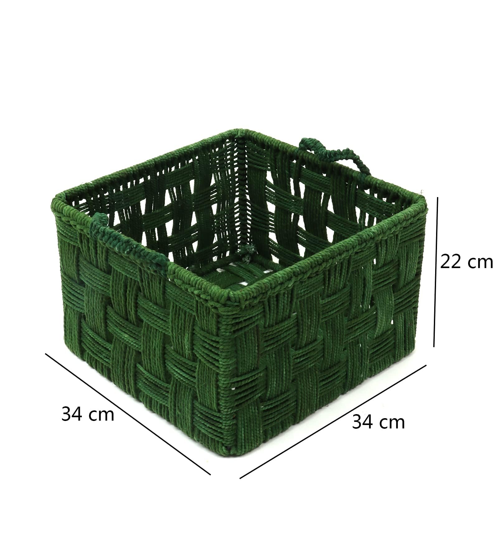 The Tickle Toe Cotton Rope Storage Basket with Iron Frame | Eco-Friendly Organizer for Home Use | 34x34x22 cm (Green) 1