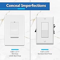 Vista 63 de LIDER LSWP-32M-W10P Placa sin tornillos acabado mate para interruptor, tamaño mediano de 2 segmentos de 4.88 x 4.92", policarbonato termoplástico