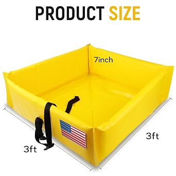 NEWPO Folding Duck Pond,Secondary Containment Berm, Portable Spill Containment,Large Dog Pool,Outdoor Dog Pool,Pet Pool 3'X3'