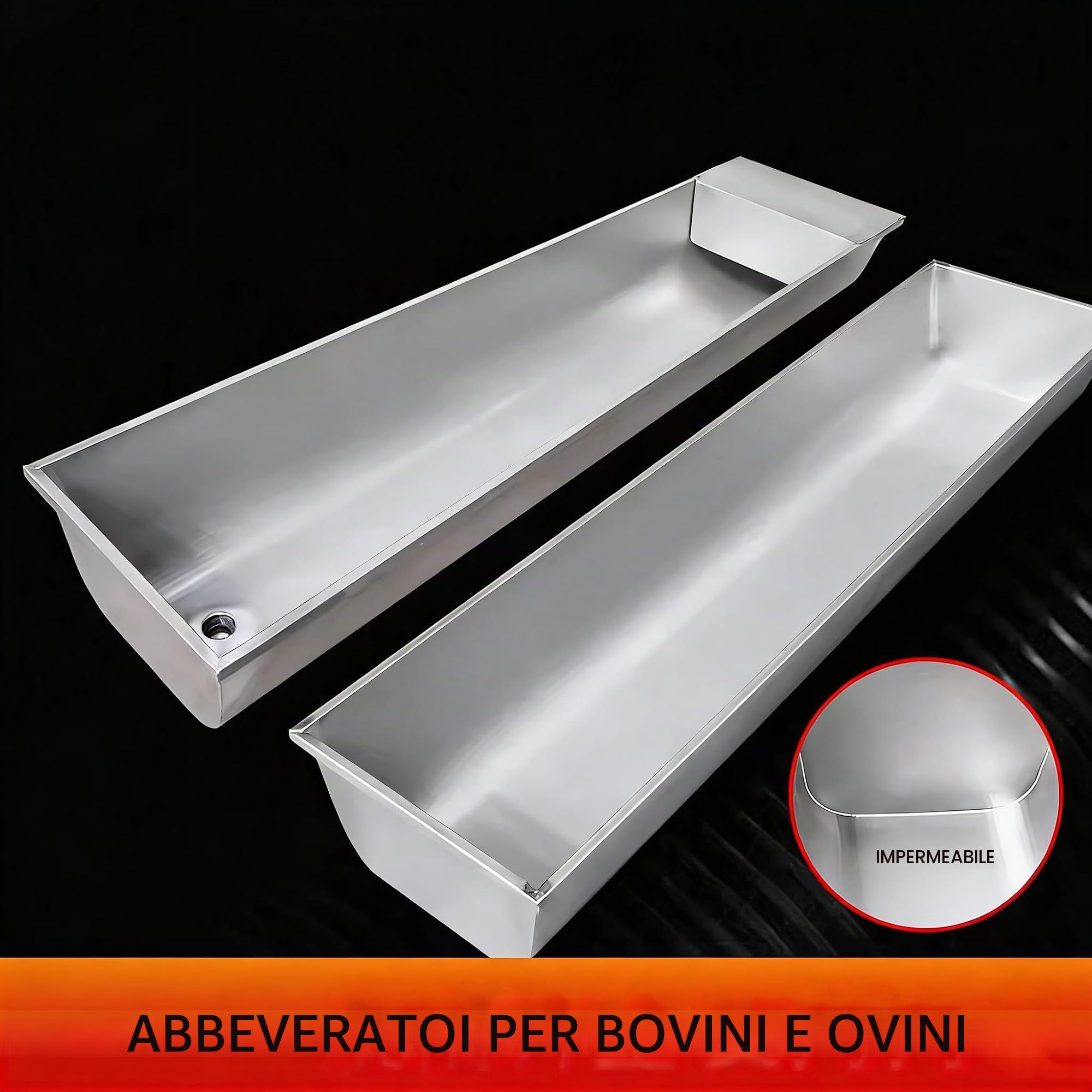 100cm / 150cm Abbeveratoio Automatico Abbeveratoio per Cavalli con Valvola A Galleggiante, Bacino Automatico per Capre in Acciaio Inox per Bovini, Cavalli, Pecore,Argento,100cm