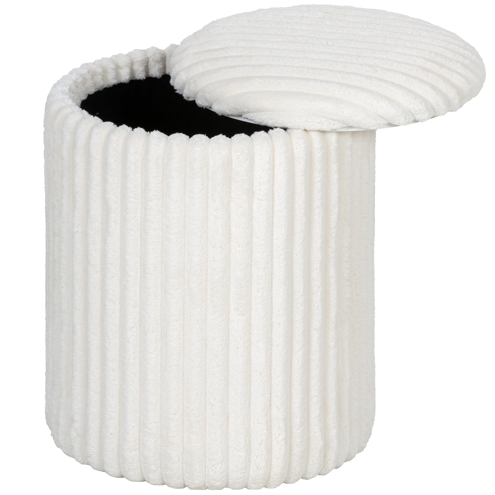 HOMCOM Sitzhocker mit Stauraum, Runder Hocker Modern, 35x35x45 cm Weiß