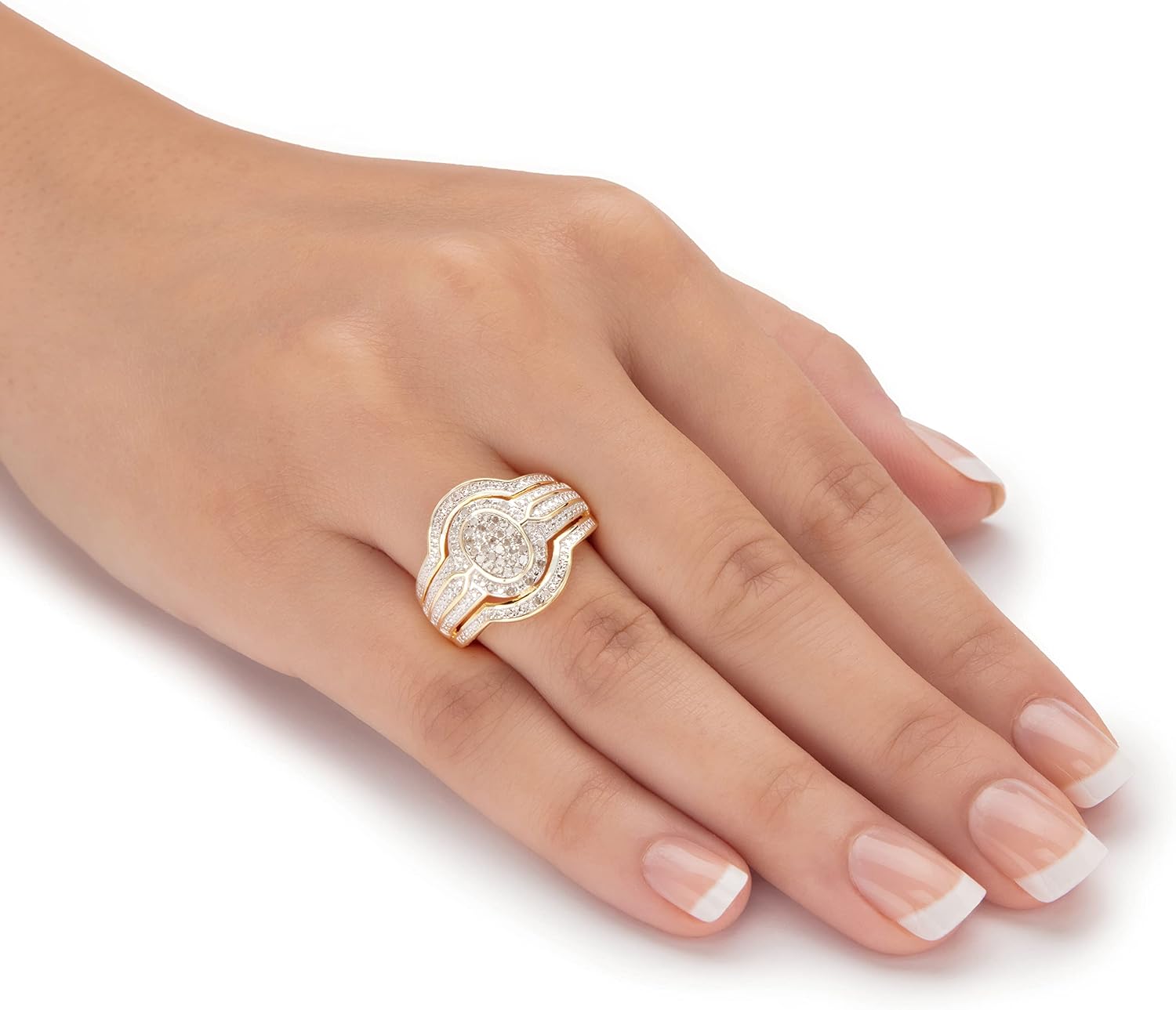 PalmBeach Yellow Gold-plated Sterling Silver Round Genuine Diamond Engagement Ring (1/8 cttw, I Color, I3 Clarity) Sizes 6-10