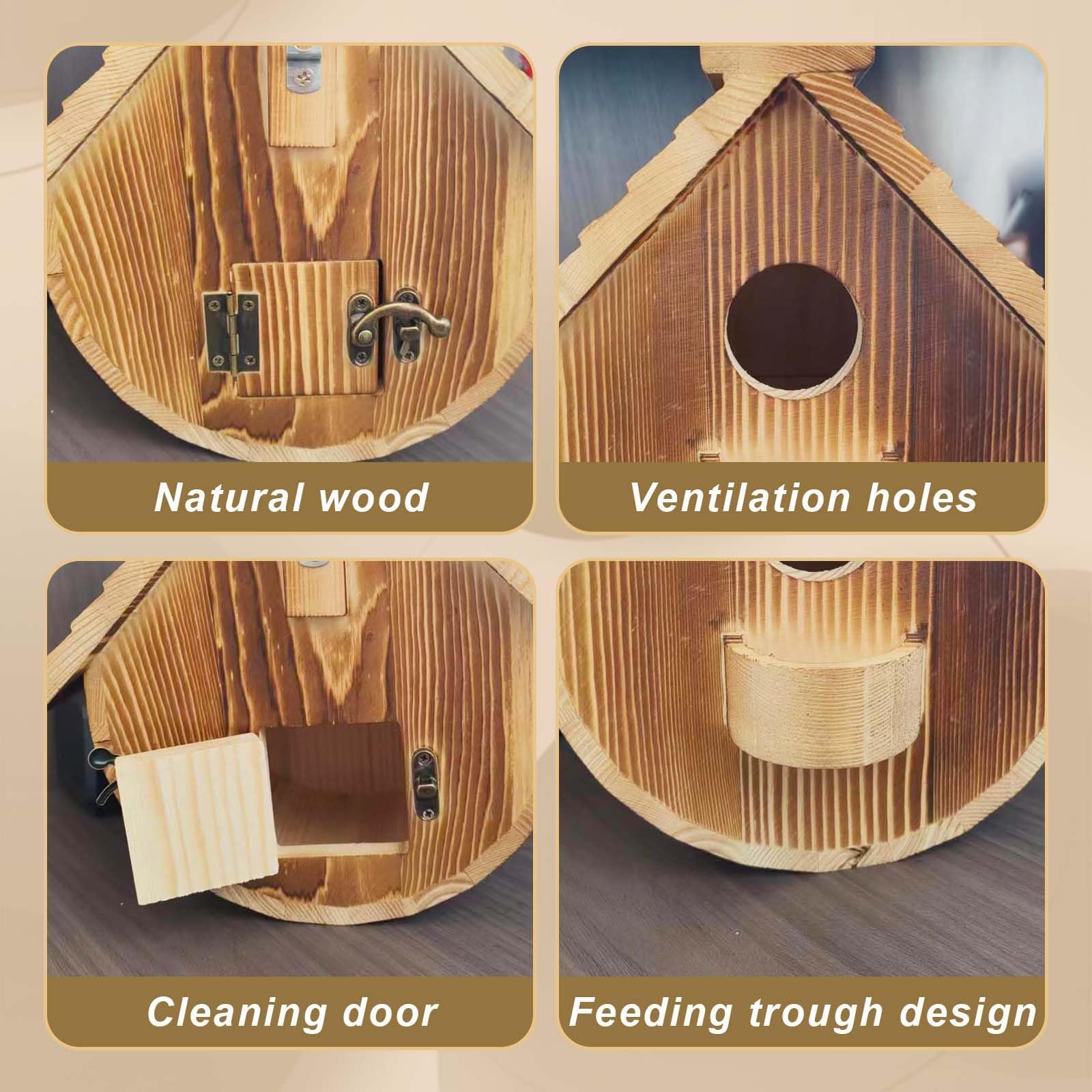 Nichoir pour Oiseaux Sauvages, Nichoirs à Oiseaux Sauvages, Nichoir, Nichoir Suspendu pour Le Jardin, Nichoir Suspendu en pin,Cabane Oiseaux en Bois Exterieur, adaptée aux Jardins et aux balcons