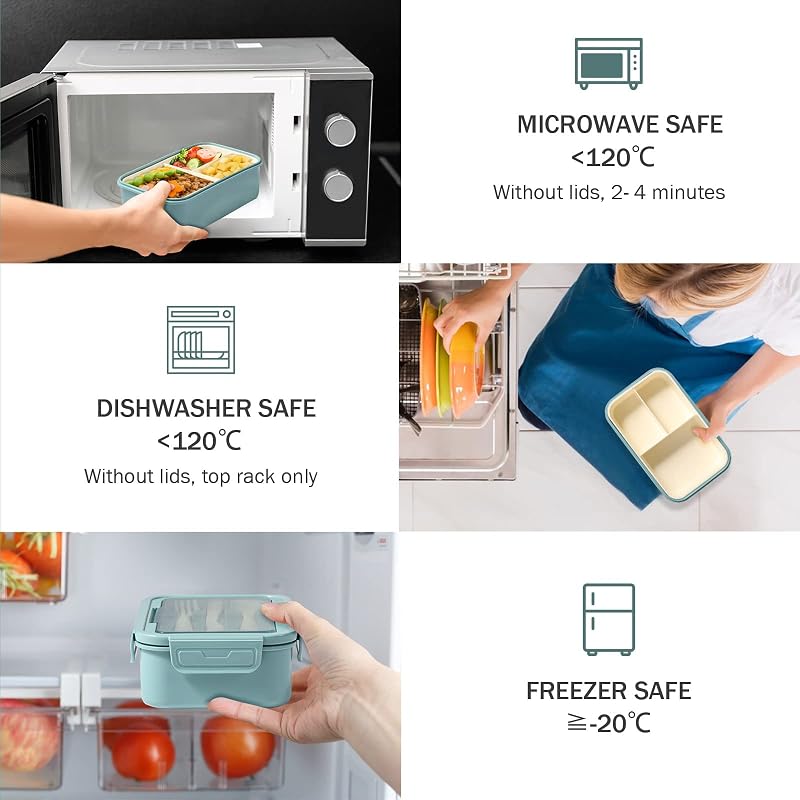 Diboniur Bento Box 1400ml Evőeszközzel Mikrózható Mosogatógépálló Kék