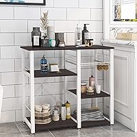 Vista 4 de SogesGame Estante de cocina para horno de microondas de 3 niveles, estante de almacenamiento con ganchos, estación de trabajo multifuncional