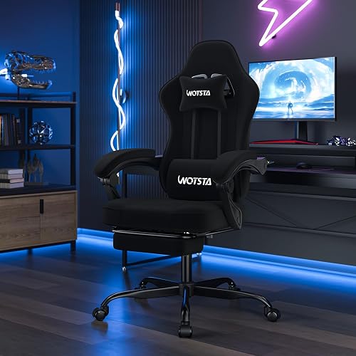 WOTSTA Massage Chaise Gaming Tissu avec Coussin en éponge Haute densité, Siege Gamer avec Repose-Pieds, Fauteuil Gamer pour Adultes Kids,Chaises de Bureau Capacité de Charge 120 kg - 7