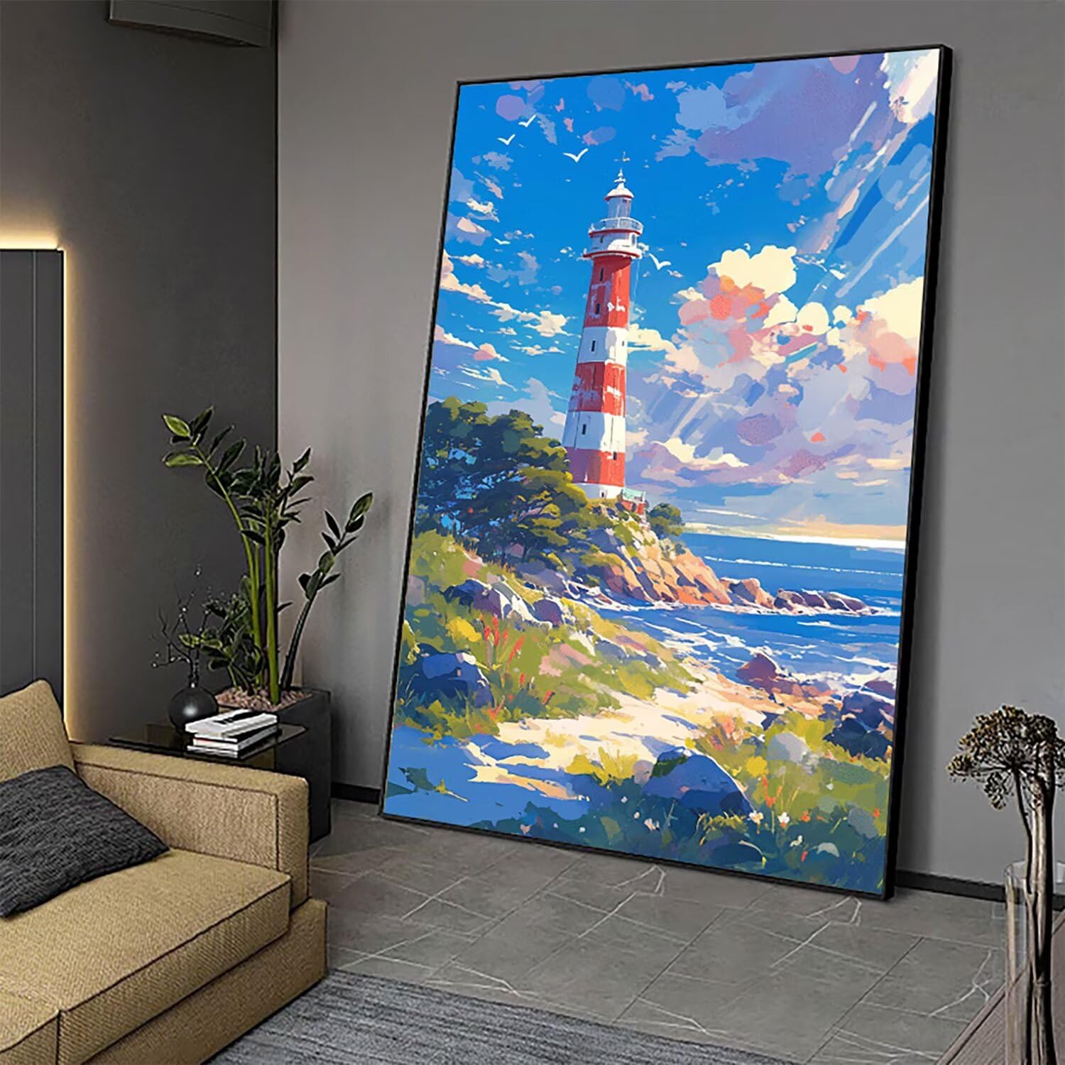 Obraz diamentowy duży 90 x 60 cm Japonia malarstwo diamentowe kompletny zestaw, DIY pełne wiertło latarnia morska mozaika diamentowa malarstwo diamentowe, kryształowa sztuka diamentowa kreatywne
