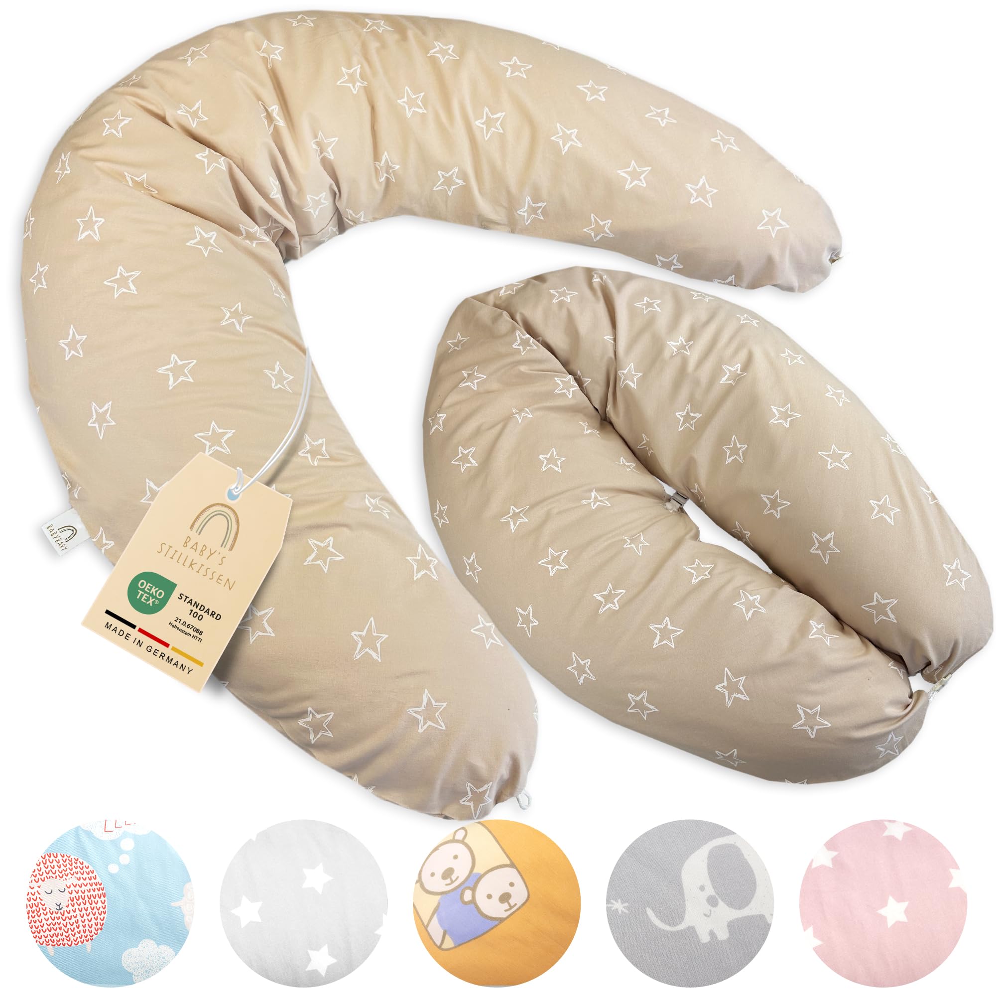 Baby's Stillkissen XXL - 190cm Schwangerschaftskissen mit Bezug - Geprüftes Schwangerschaft Kissen für Baby & Erwachsene - Kuscheliges Stillkissen Seitenschläferkissen & Lagerungskissen Erwachsene