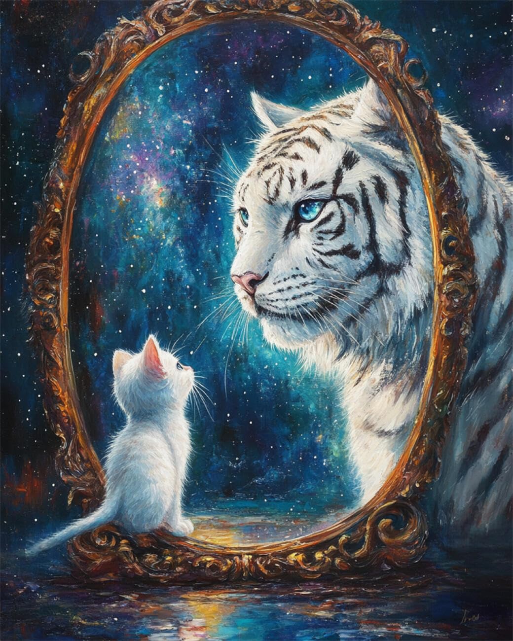 RKFLGEW DIY Embroidery Set Cartoon White Tiger 40x50cm