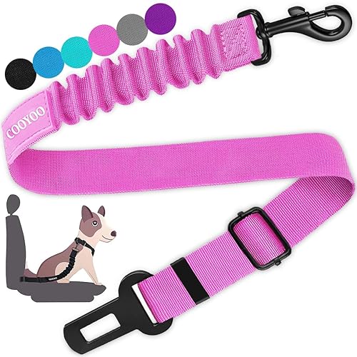 COOYOO Dog Seat Belt, Durability Retractable Dog Car Harness Adjustable
