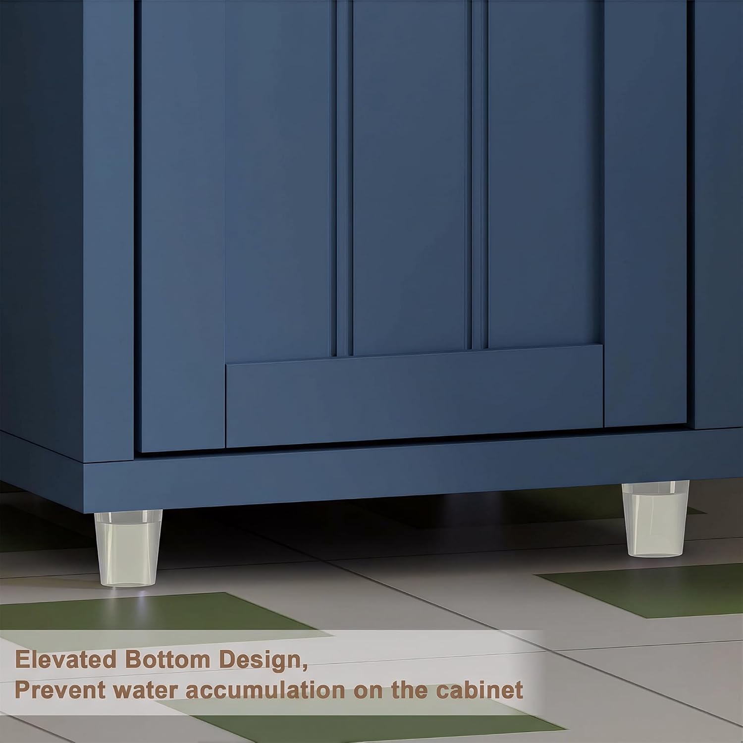 ChooChoo Narrow Bathroom Storage Cabinet with Adjustable Shelves, Tall Storage Cabinet with 2 Doors and 1 Drawer, Freestanding Cupboard for Small Spaces, Blue