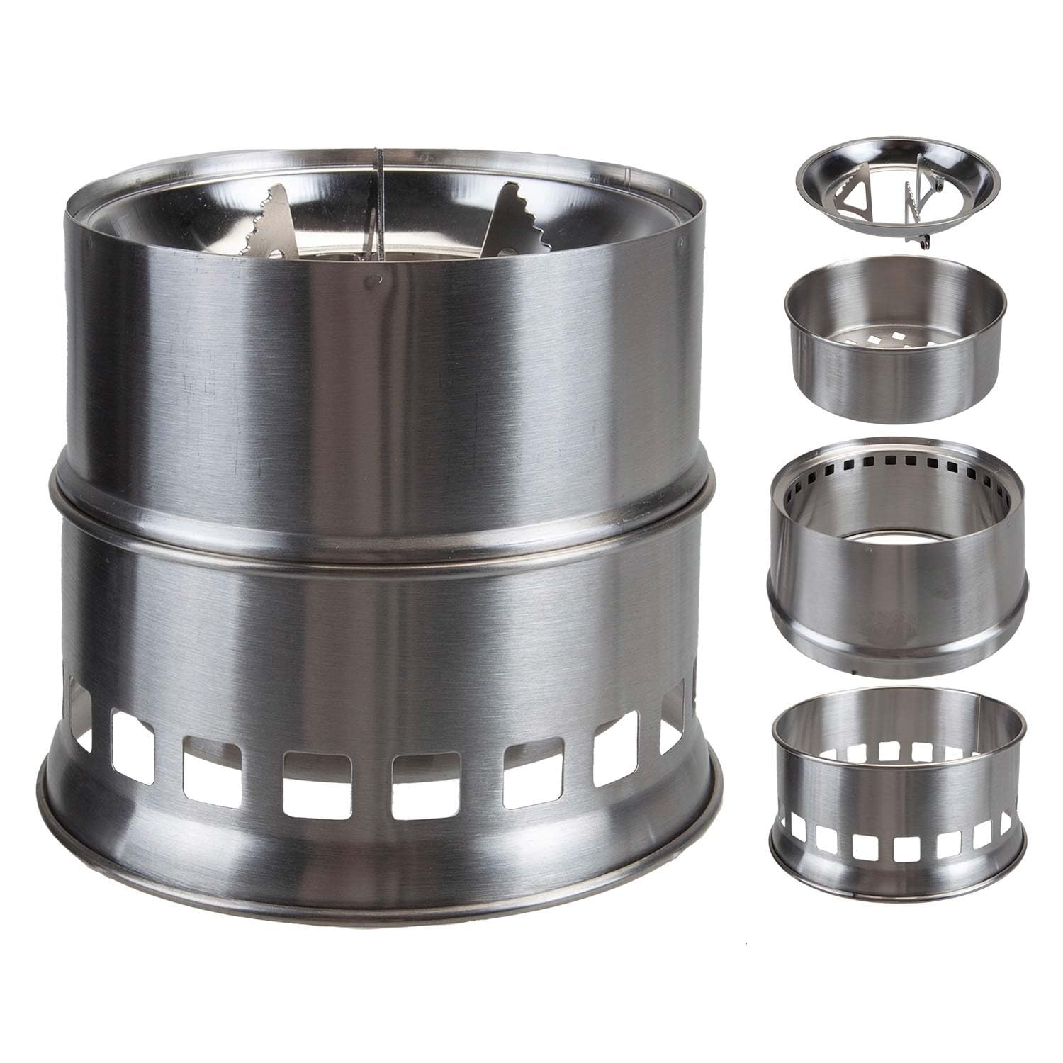 VFM e-Store - Portable Camping Stove Solid Fuel, Firewood, Charcoal - Camping, Travel Holiday Accessories for Summer - 16cm X 16cm Silver X 1