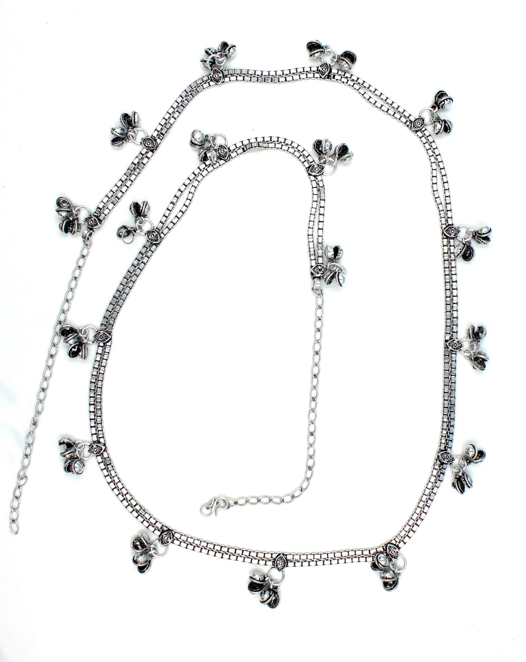GURJARI JEWELLERS Plain oxidised silver Slim With Brass Gungru Double line Kamarband for Women and Girls (B0CKVQBMNM) Amazon Price History, Amazon Price Tracker