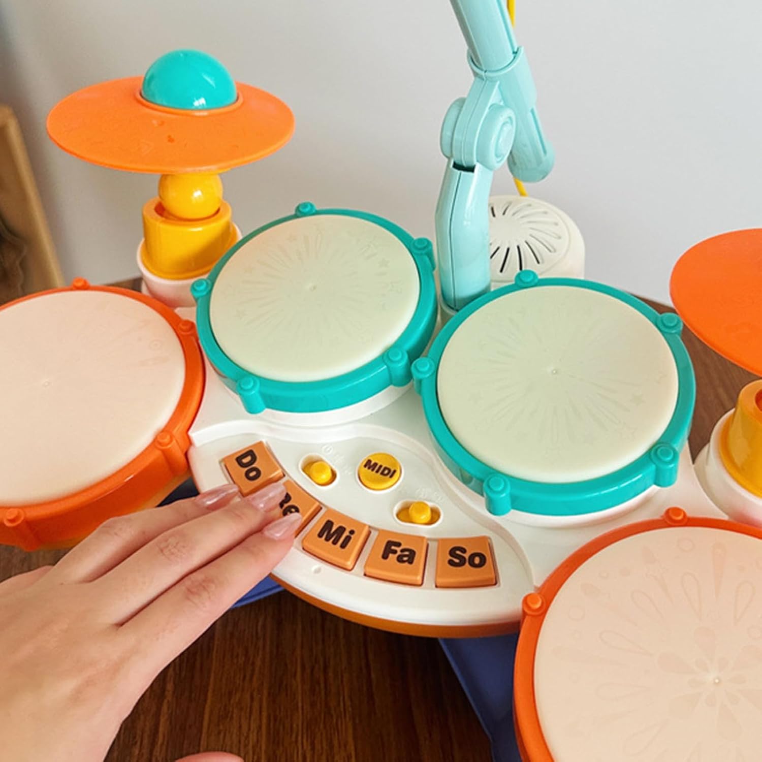 Boys Drum Set, Portable Adjustable Kit, Interactive Musical Instrument Toy, Play Drum for Children Girls Preschool Daycare Home Travel Halloween Party, Lightweight, Easy Setup for Music Learning