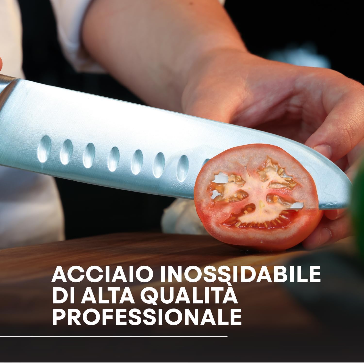 MasterChef Chef's Knife Set with Knife Bag, Kitchen Knife Set Including Chef's Knife, Santoku Knife, Vegetable Knife, Paring Knife & Cutting Knife, 5 Pieces, Stainless Steel with High Carbon Content