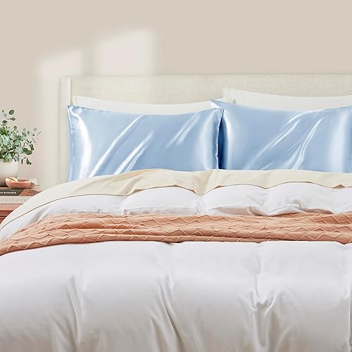 Miniatura 10 de Juego de 2 fundas de almohada de satén negro estándar con cierre de sobre, funda de almohada de seda negra para cabello y piel (20 x 26 pulgadas)