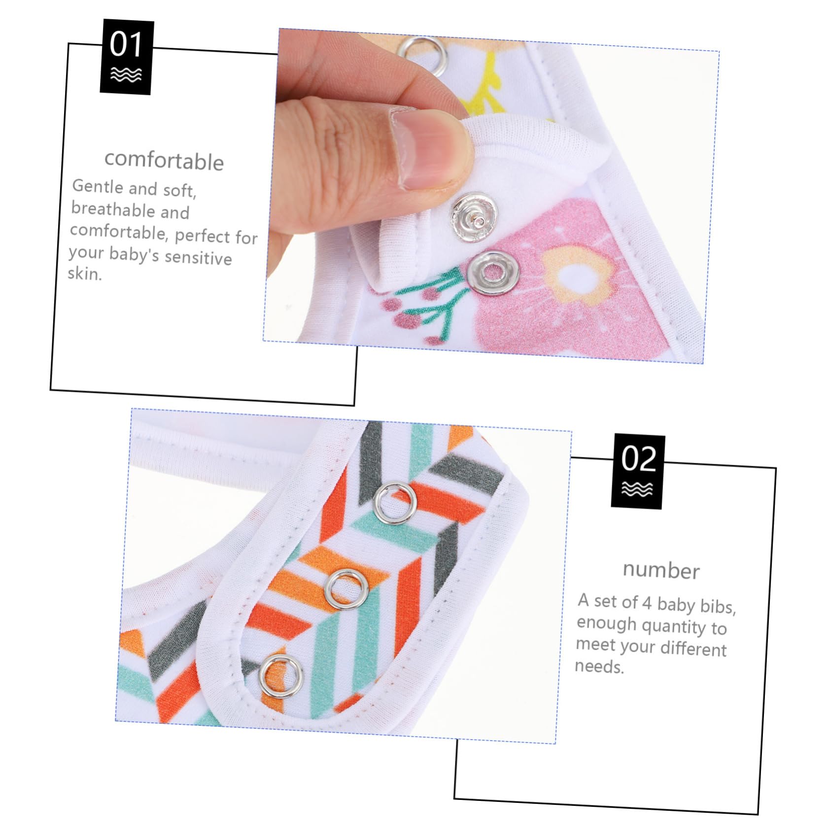 Abaodam 8piezas Baberos De Algodón Para Bebés De Ajustables y Absorbentes Para Recién Nacidos y Diseño De Bandana y Cómodo