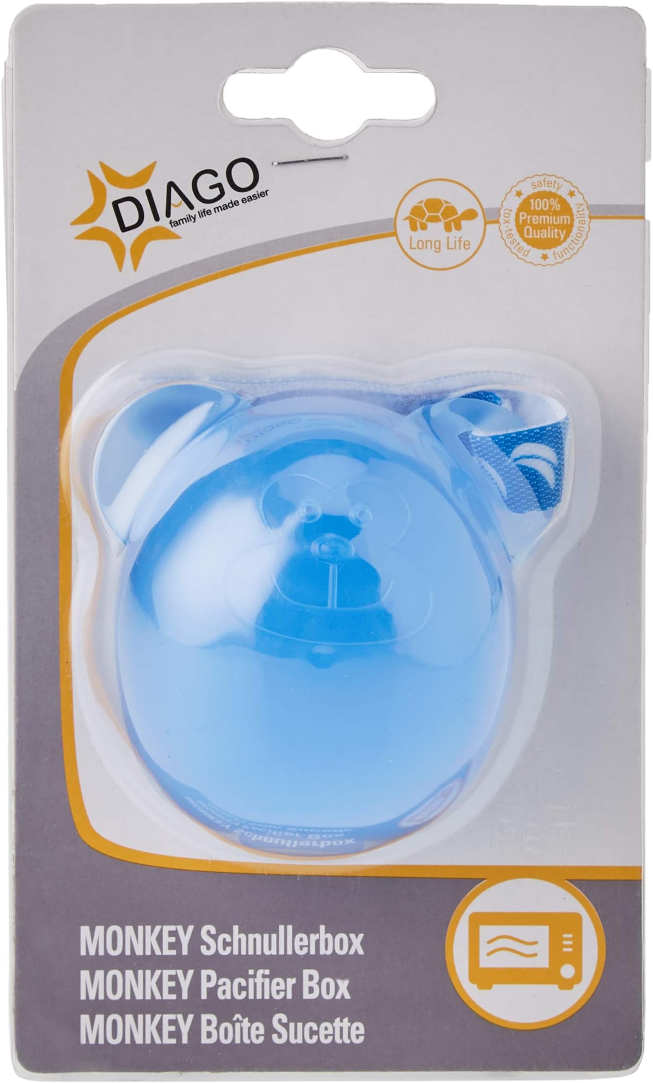 DIAGO 30078.74983 Soother/Pacifier Box (Blue, Monkey)