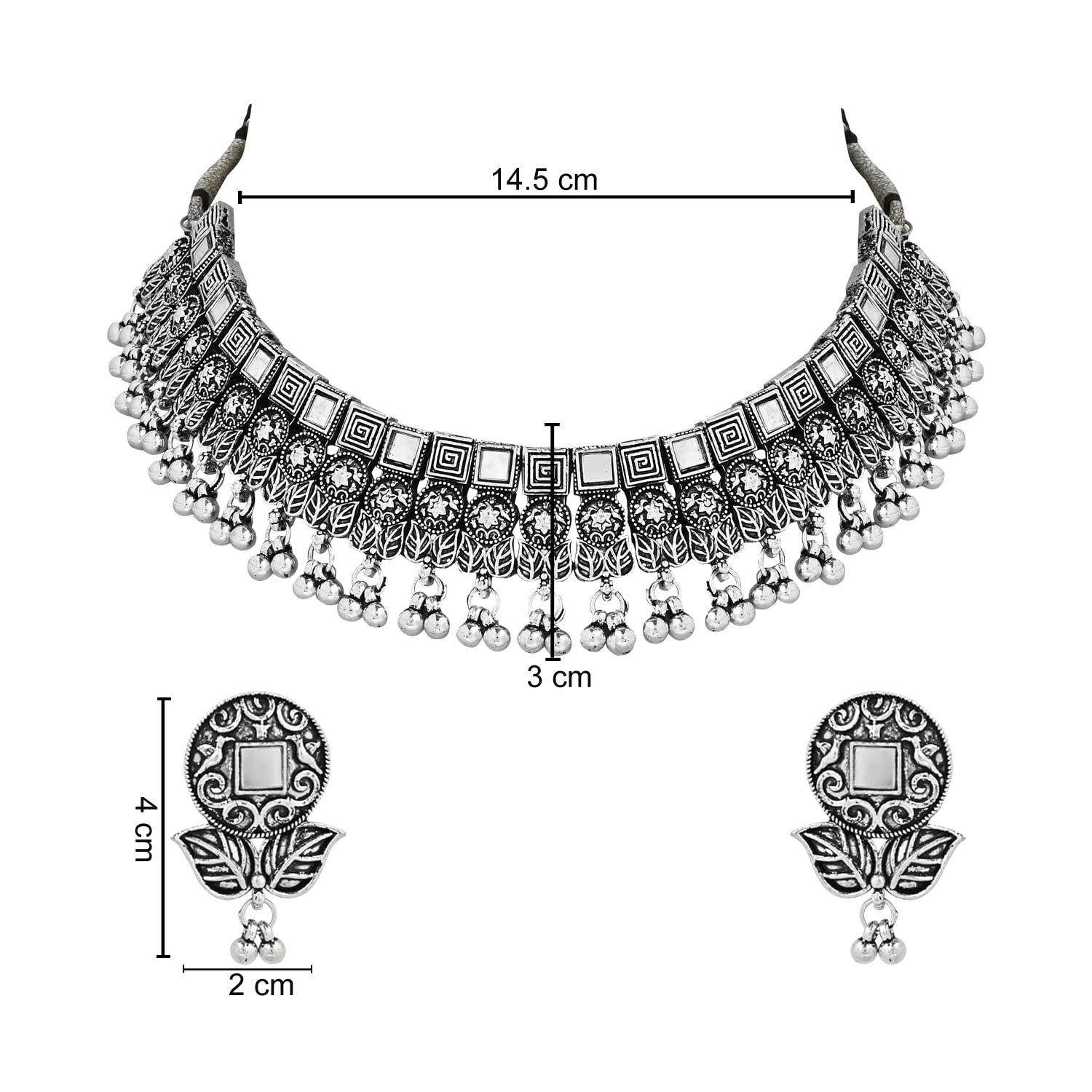 Ethnic Oxidized Afghani Choker Necklace Set (MC135OX)