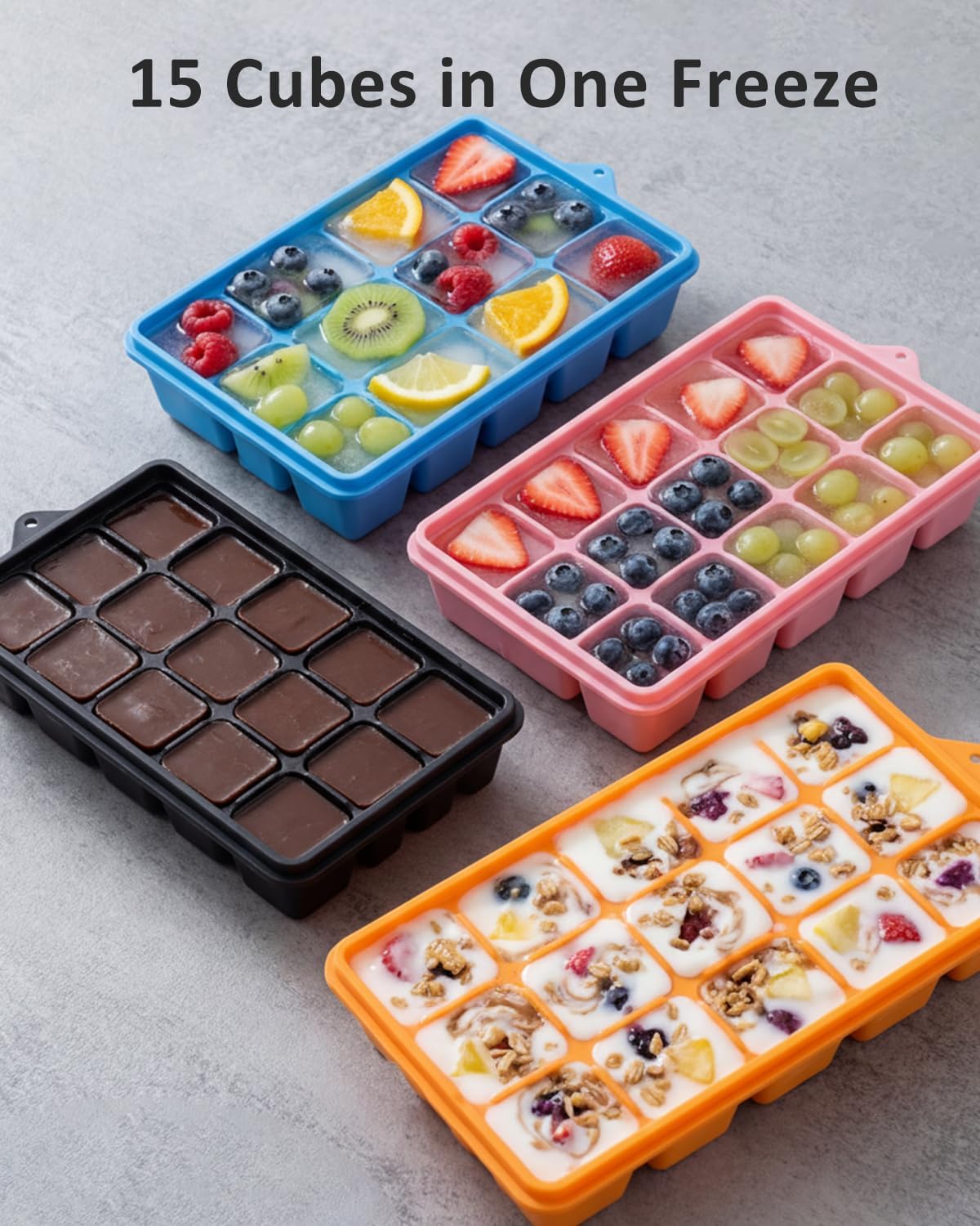 Silicone Ice Cube Trays with Lid, 2 Pack Ice Cube Molds