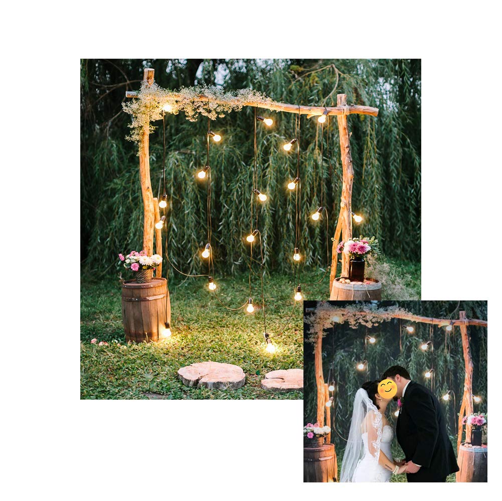 Baocicco 7x7ft Rustic Style Engagement Ceremony Backdrop Stunning Wedding Arch Decorations Twinkle Lights Floral Bouquets Background Wedding Date Valentine's Day Lover Couples Portrait Studio Props