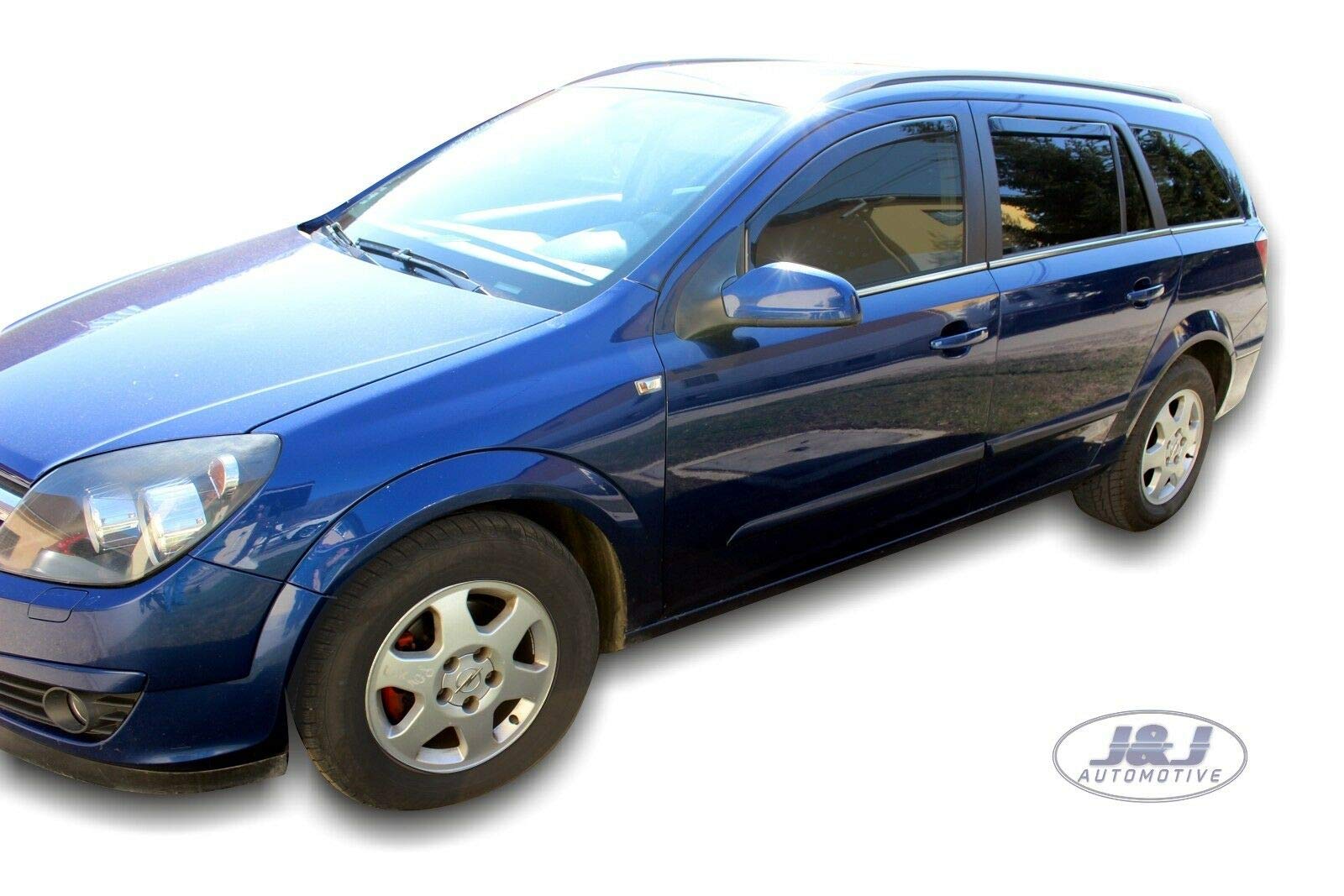 J&J AUTOMOTIVE Windabweiser passend für Opel Astra H Kombi 2004-2014 4tlg, Heko Regenabweiser Vorne Hinten Getönt Dunkel Passform