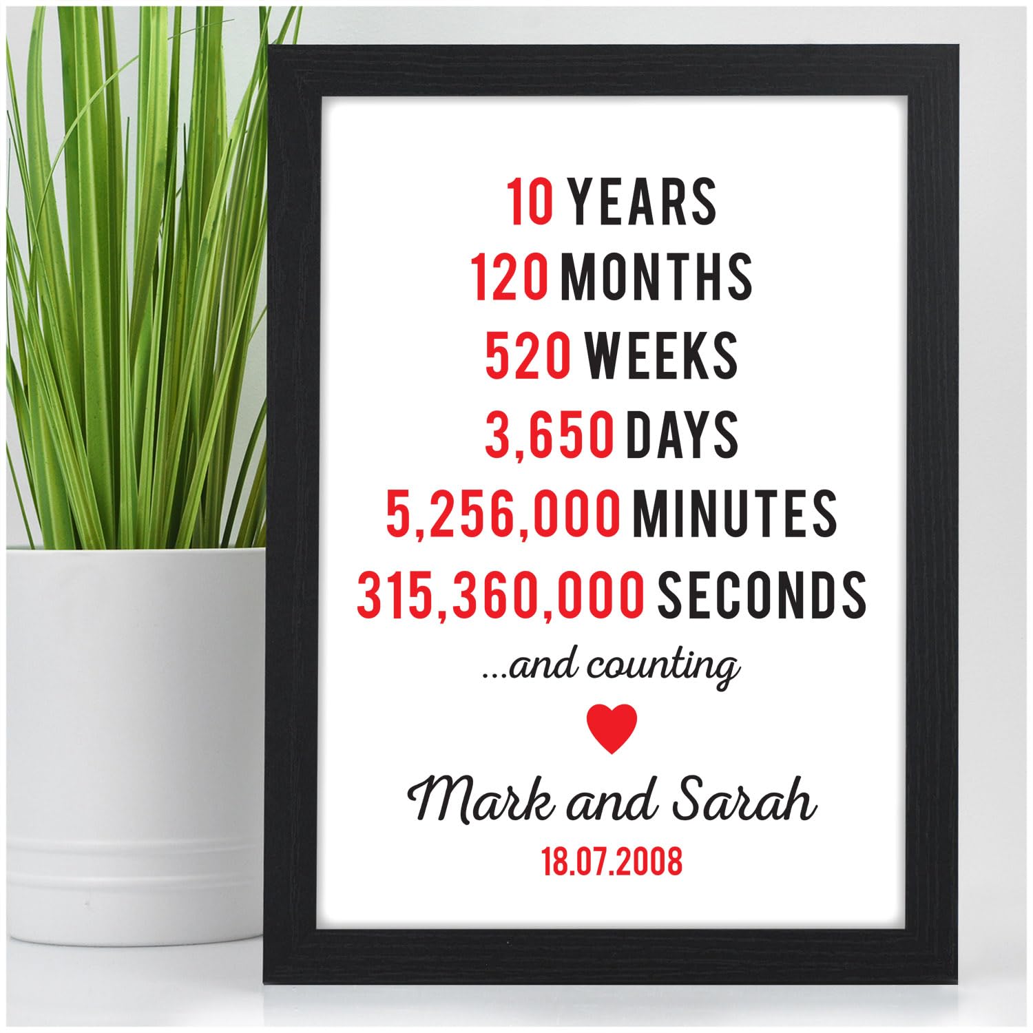 Personalised 10th Tin Wedding Anniversary Keepsake Gifts for Husband Wife Girlfriend Boyfriend Gifts - PERSONALISED 10th Wedding Anniversary