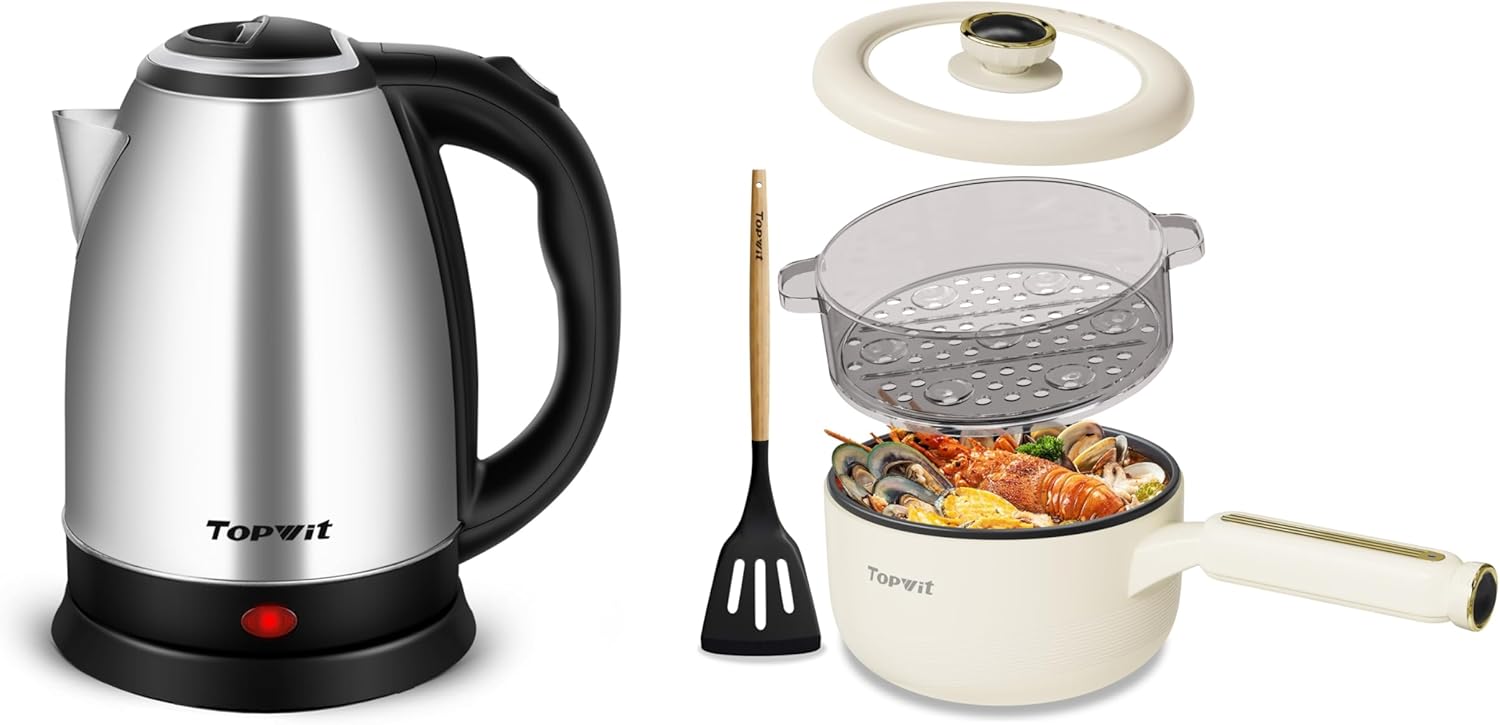 TOPWIT Electric Kettle & Electric Cooker with Steamer