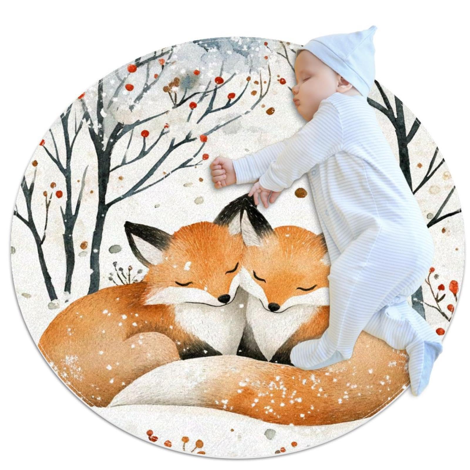Tapis de bain renard sur la neige pour une chambre d'enfant cocooning