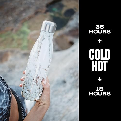 Miniatura 2 de S'well - Botella de agua de acero inoxidable, 17 onzas líquidas, suave al tacto, color negro, triple capa aislada al vacío, mantiene las bebidas