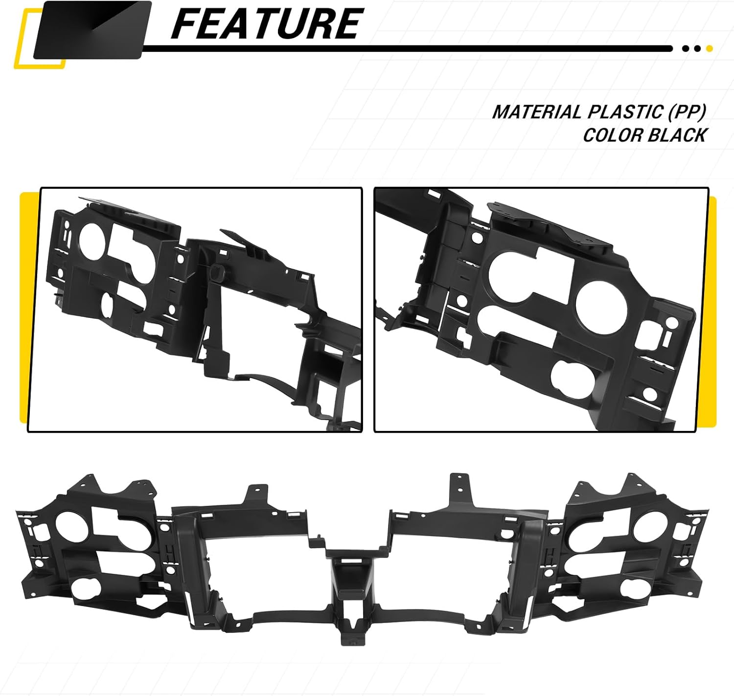 KUAFU Front Header Panel Headlight Compatible with 2002-2009 Chevy Chevrolet Trailblazer EXT GM1221125, 15831182 Headlight Grille Mounting Plastic (PP) Black
