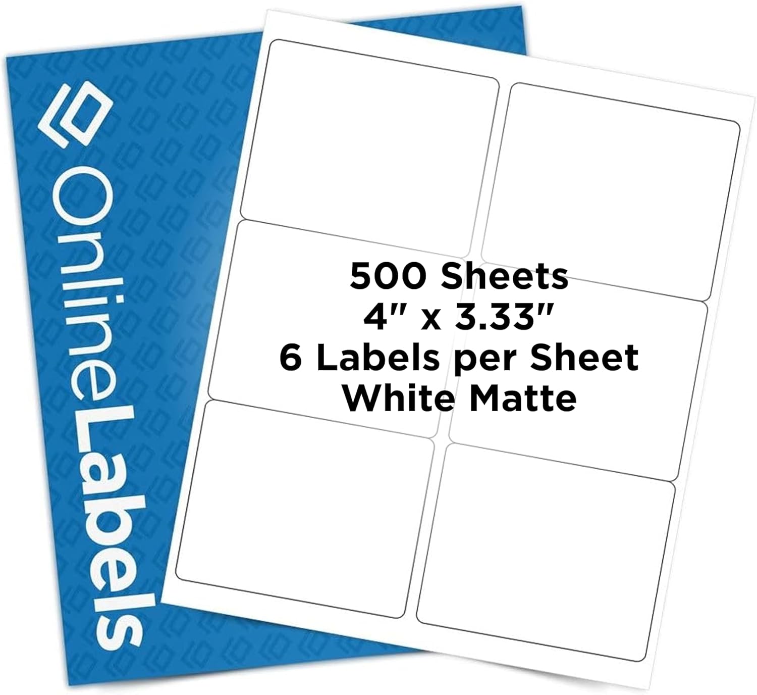 4 x 3.33 Rectangle Shipping Labels - Permanent, White Matte - Wine, Pallet Labels - 6-Up - Pack of 3,000 Labels, 500 Sheets - Inkjet/Laser Printers - Online Labels