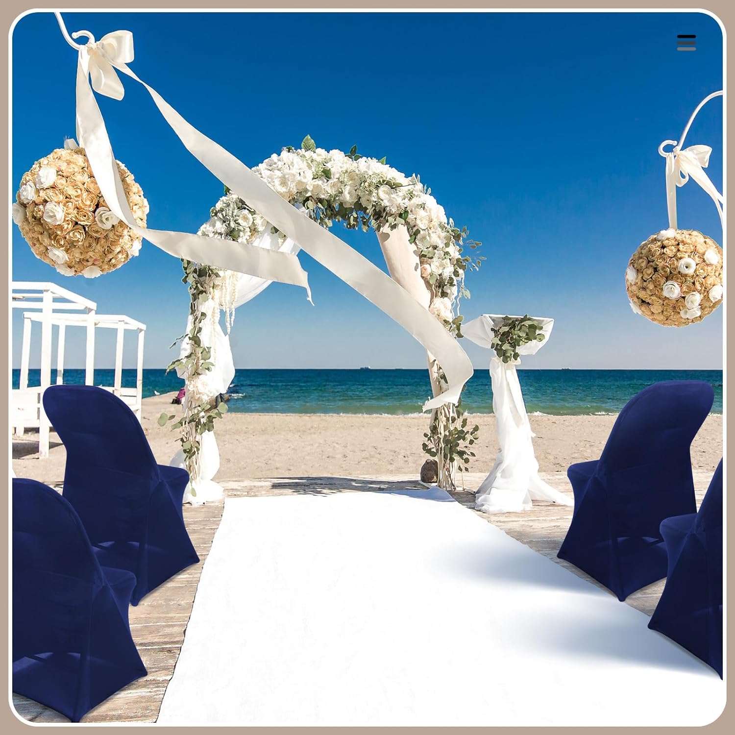 Newwiee 50 Pcs Spandex Chair Covers Bulk - Stretch Folding Flat Front Fitted Universal Chair Protector Pack Removable Washable for Wedding Party Dining Banquet Event (Navy Blue)