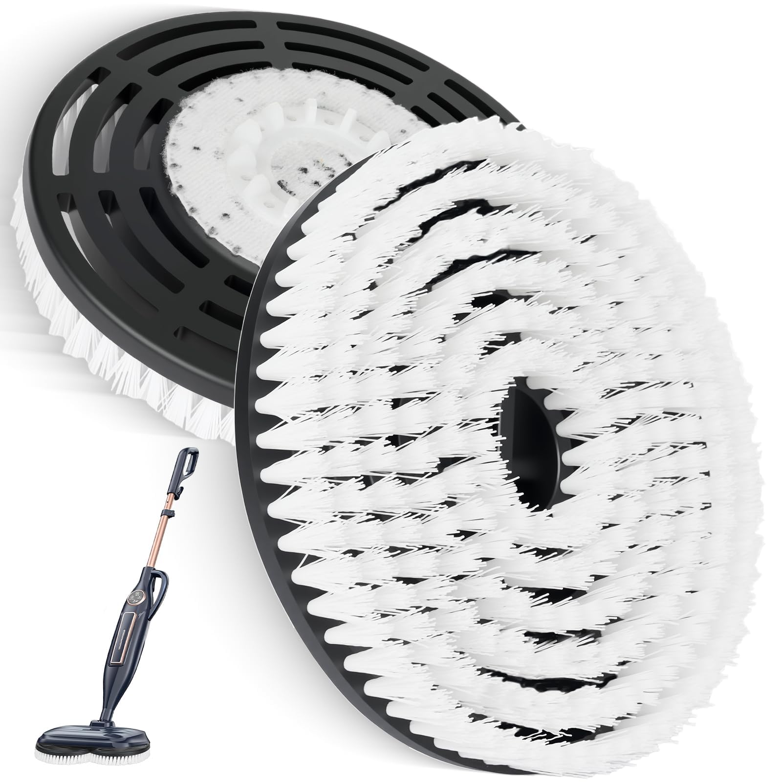 View 1 of 2 Pack Replacement Brush Heads for Shark Steam Mop S7000/S7001/S8201 Series, Deep Cleaning for Tiles Hardwood Floor (White)