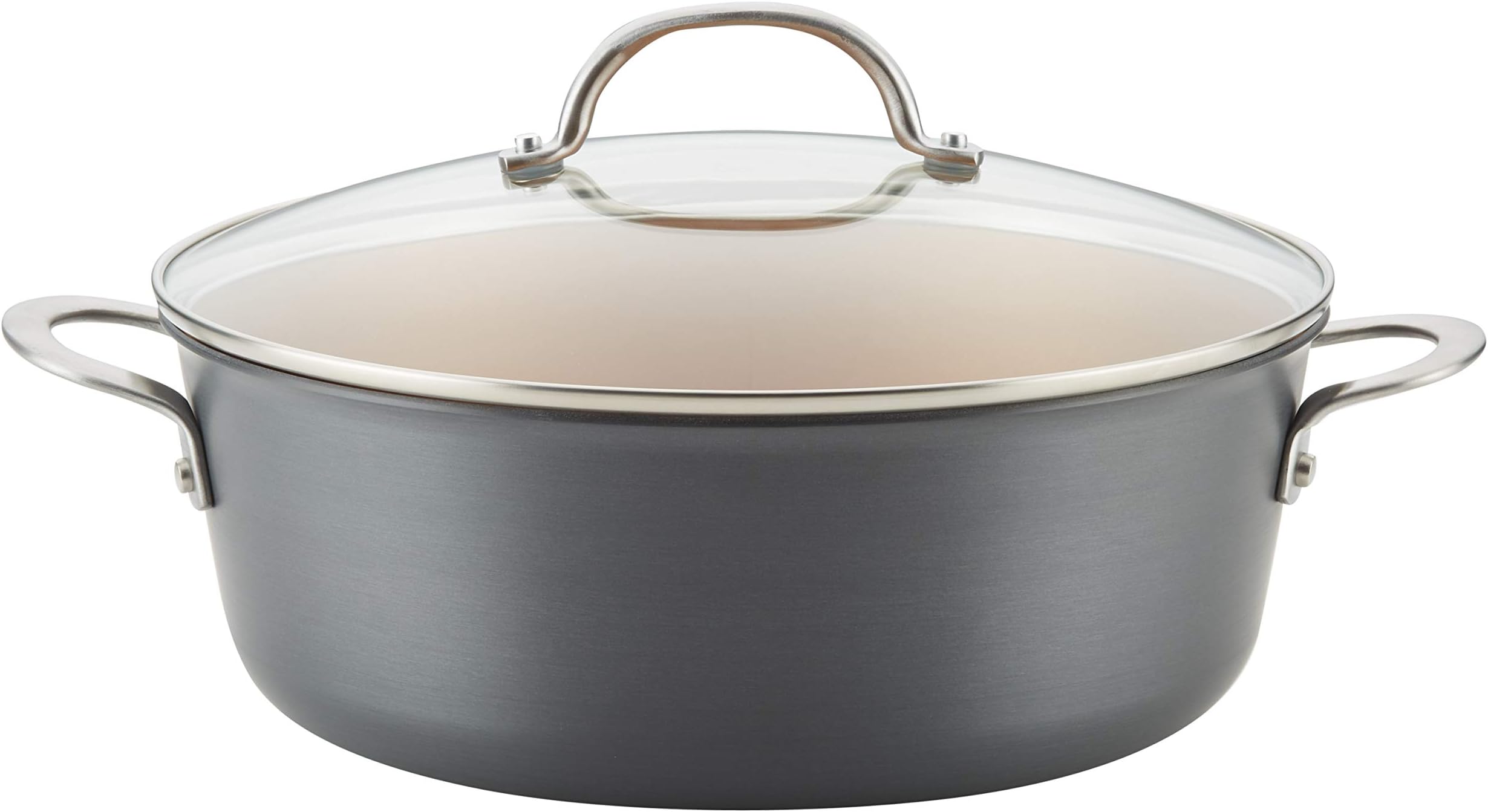 Ayesha Curry Home Collection Nonstick Stock Pot/Stockpot with Lid, 7.5 Quart, Charcoal Gray