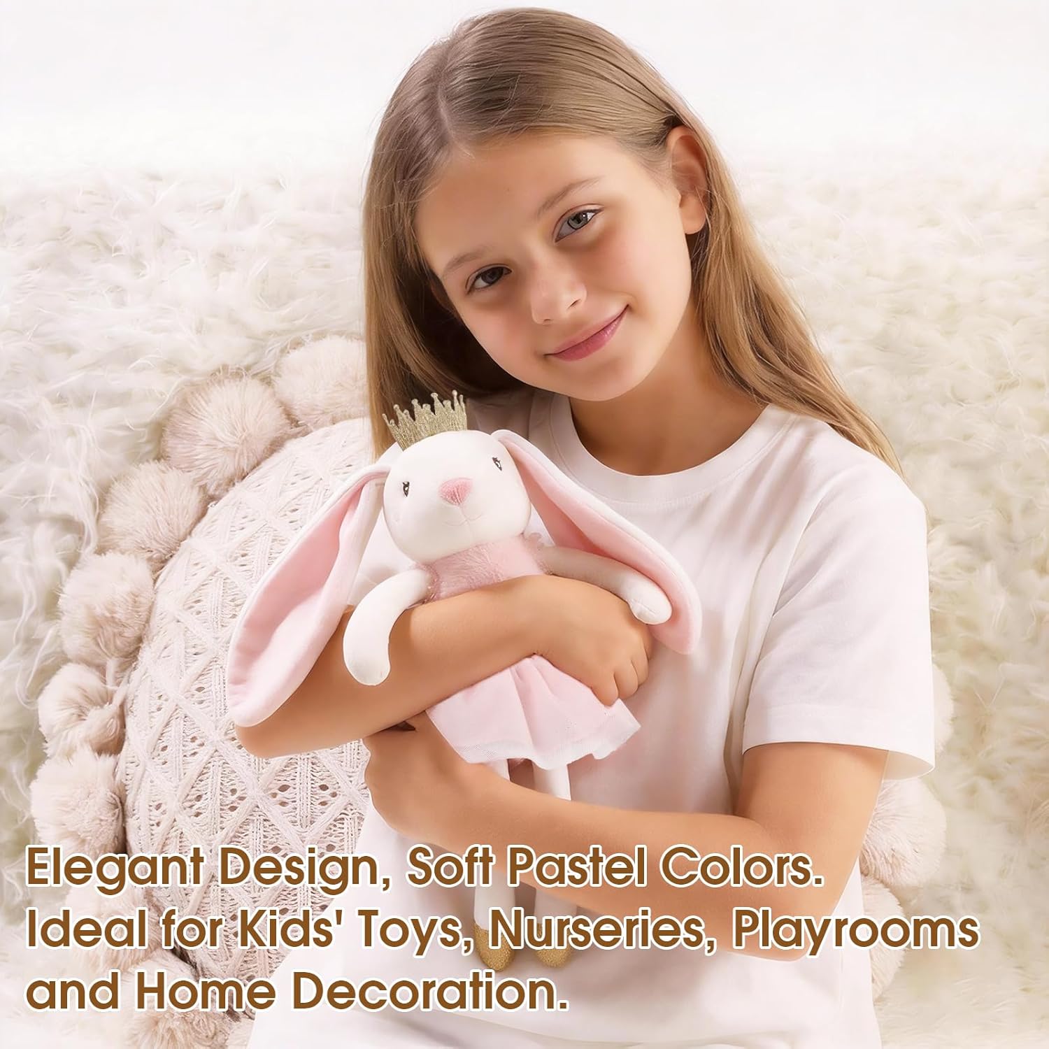 15.7" Bunny Stuffed Animals for Girls,Soft Bunny Plush Easter Stuffed Animal,Princess Stuffed Rabbit Toy,No Shedding Plush Toy,Ballerina Doll Stuffed Bunny for Baby Girl Boy Birthday Gifts,Pink