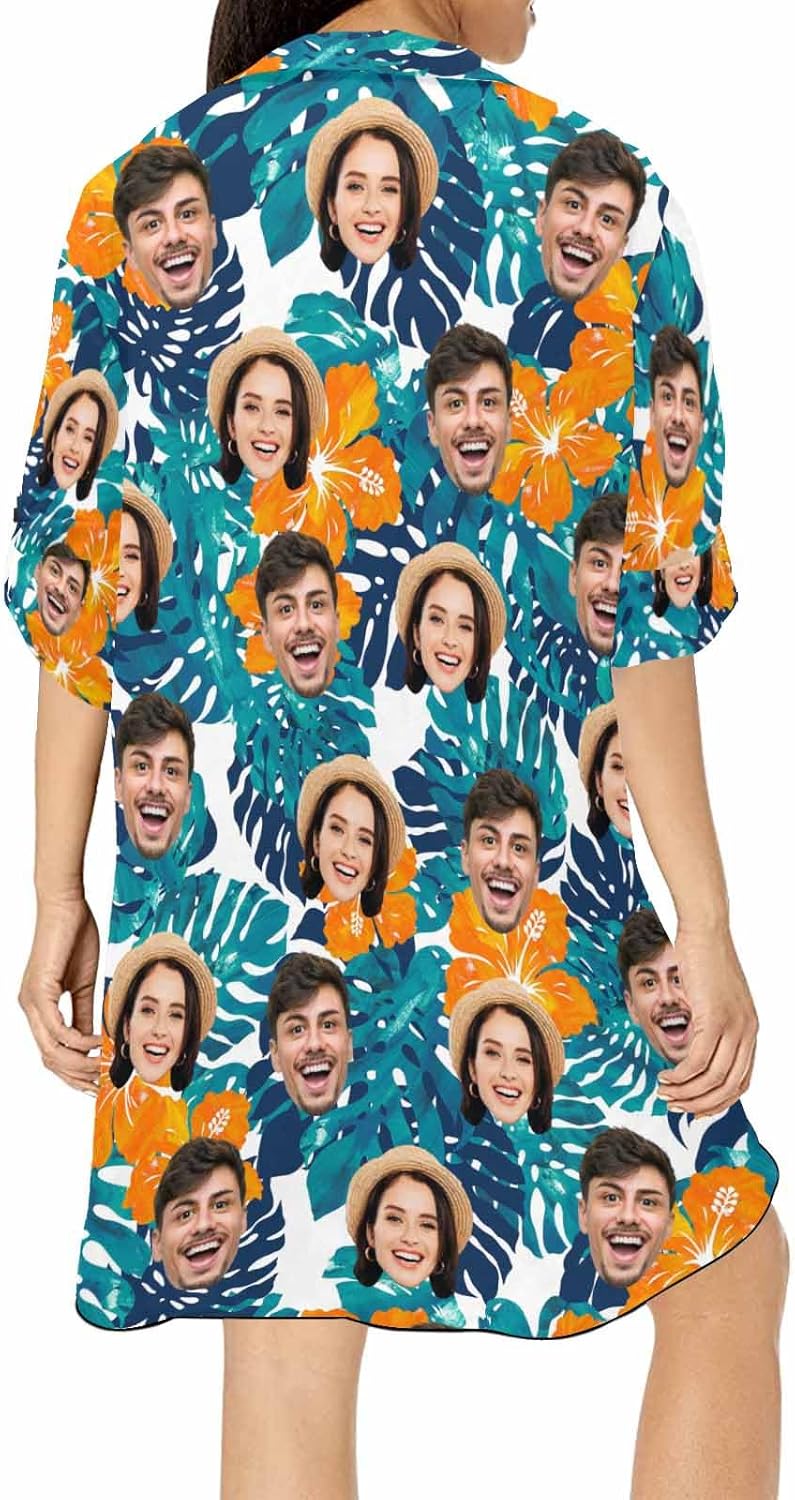 Custom Womens Swimsuit Cover Up Shirt Personalized Face Bathing Suit Coverup Bikini Beach Cover-Up - Image 2