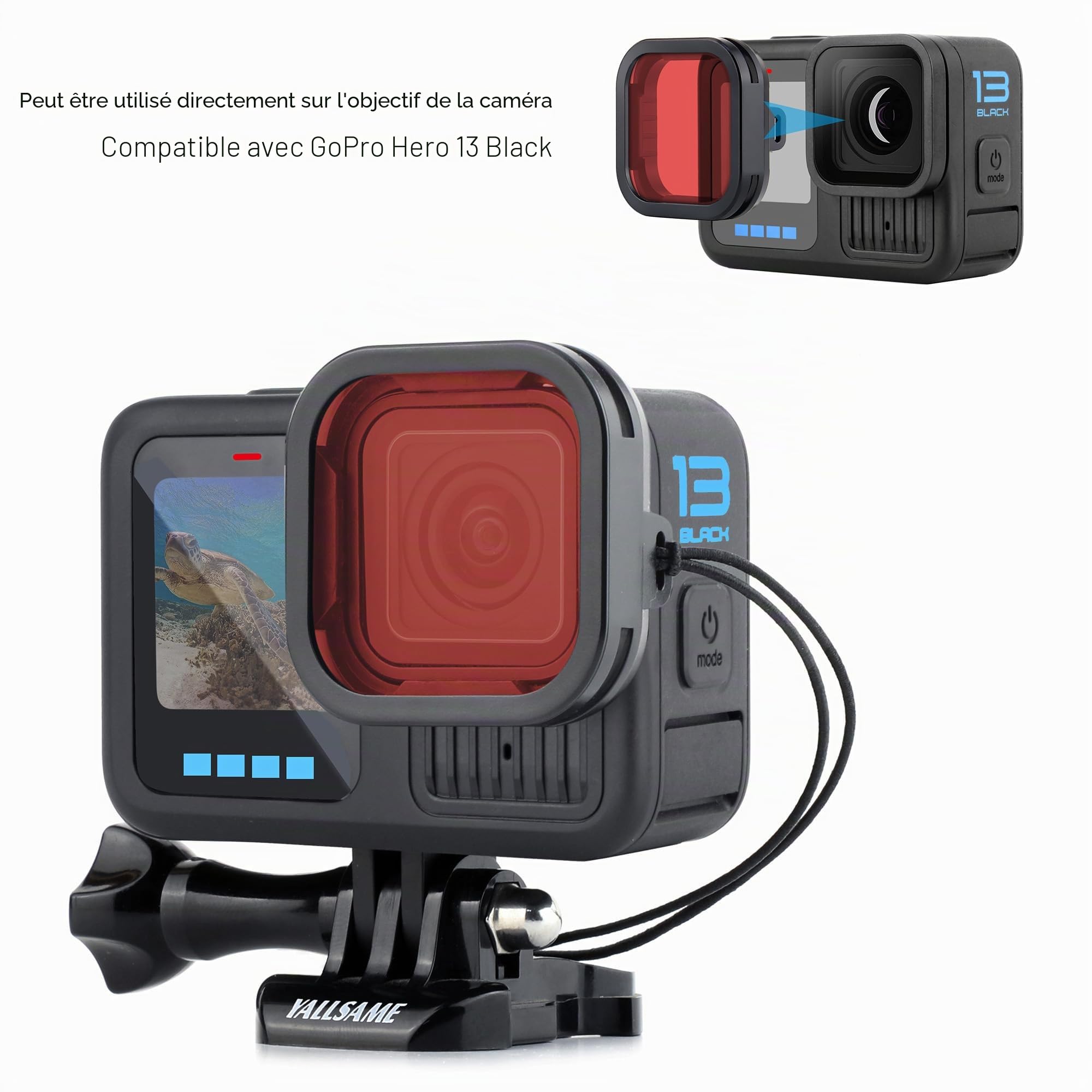 Lot de 2 filtres sous-marins pour GoPro Hero 13 noir, rouge et magenta, kit de filtres d'objectif pour GoPro 13, idéal pour la plongée en apnée, la photographie semi-plongée, correction des