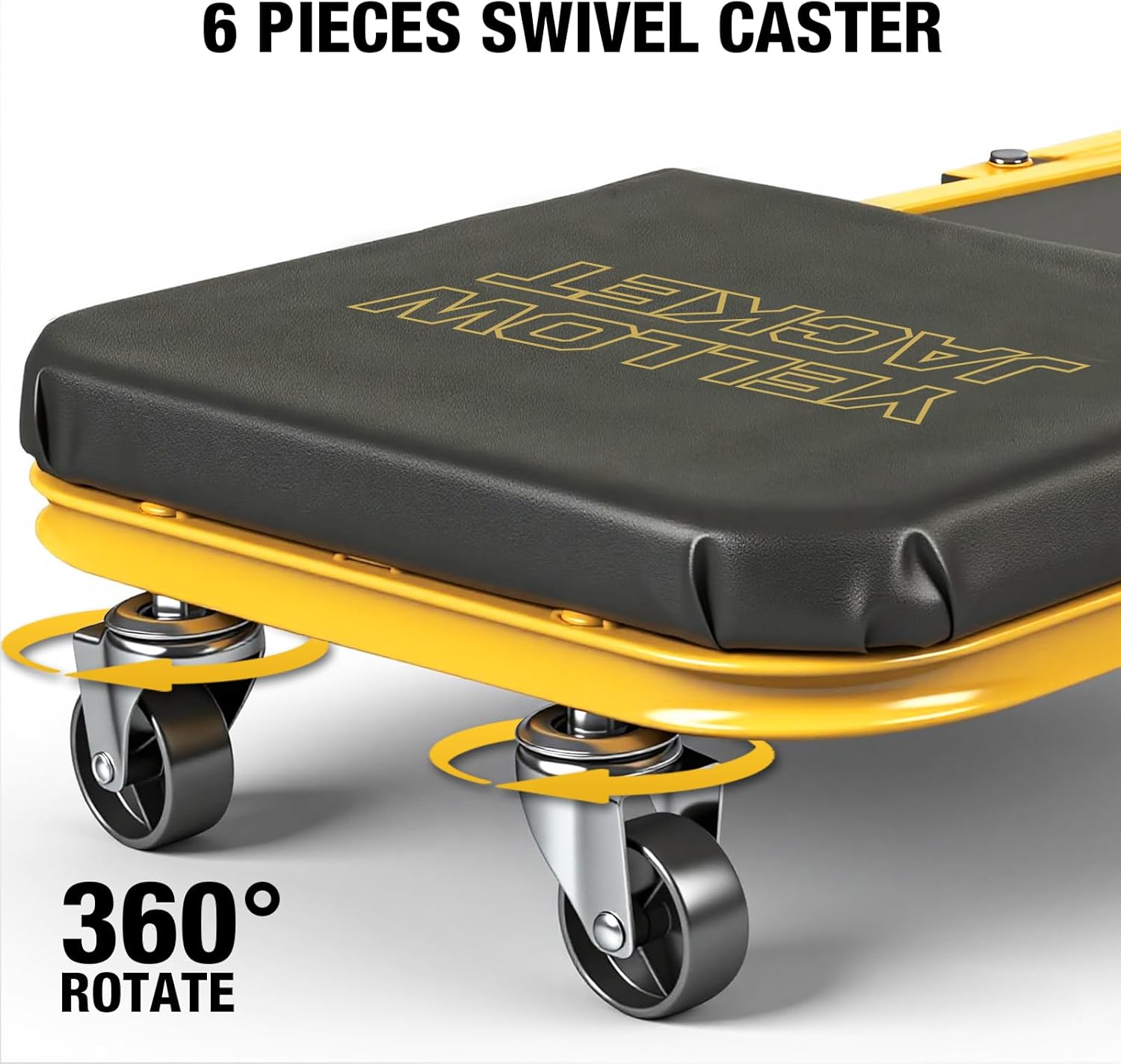 YELLOW JACKET Garage Creeper Seat, 2-in-1 Mechanic Creeper, 36 Inches Foldable Z Garage Seat with 6 PCS Wheels, 330 LBS Capacity Rolling Automotive Creeper Lay Down or Sit for Shop, Auto Repair