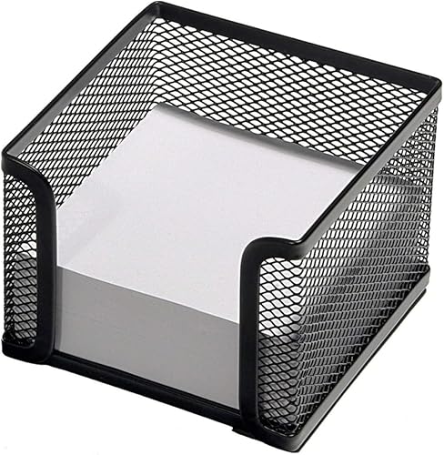 Miniatura 5 de Operitacx Dispensador de accesorios para oficina, colección de cubo, almacenamiento de notas de malla negra, papel cuadrado, nota metálica,