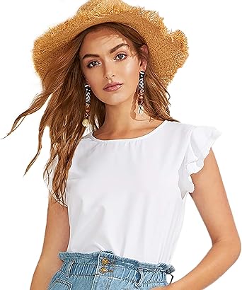 Womens shirts with ruffle sleeves Clearance