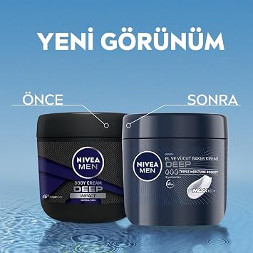 NIVEA MEN Erkek El ve Vücut Bakım Kremi Deep Dimension 400ml,Yoğun Nemlendirici,Ferah Koku,Yenileyici Bakım