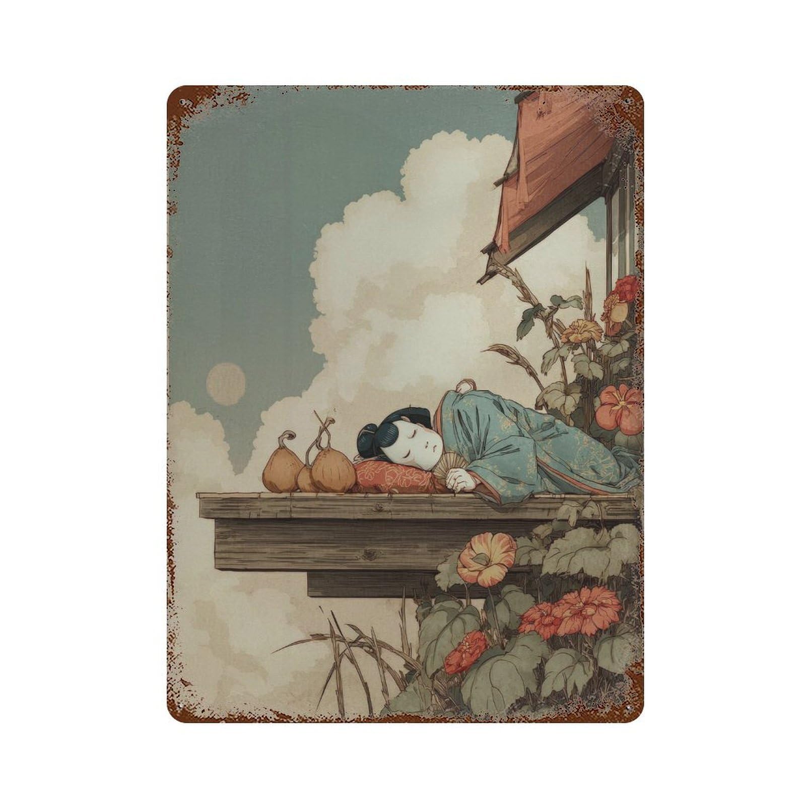 xiaoxiaoshen Sleeping Woman. Ukiyo Wall Decor Art Metal Tin Poster Modern Home Decor Art Home Bar Shop Decorations Vintage Sign 40x30cm