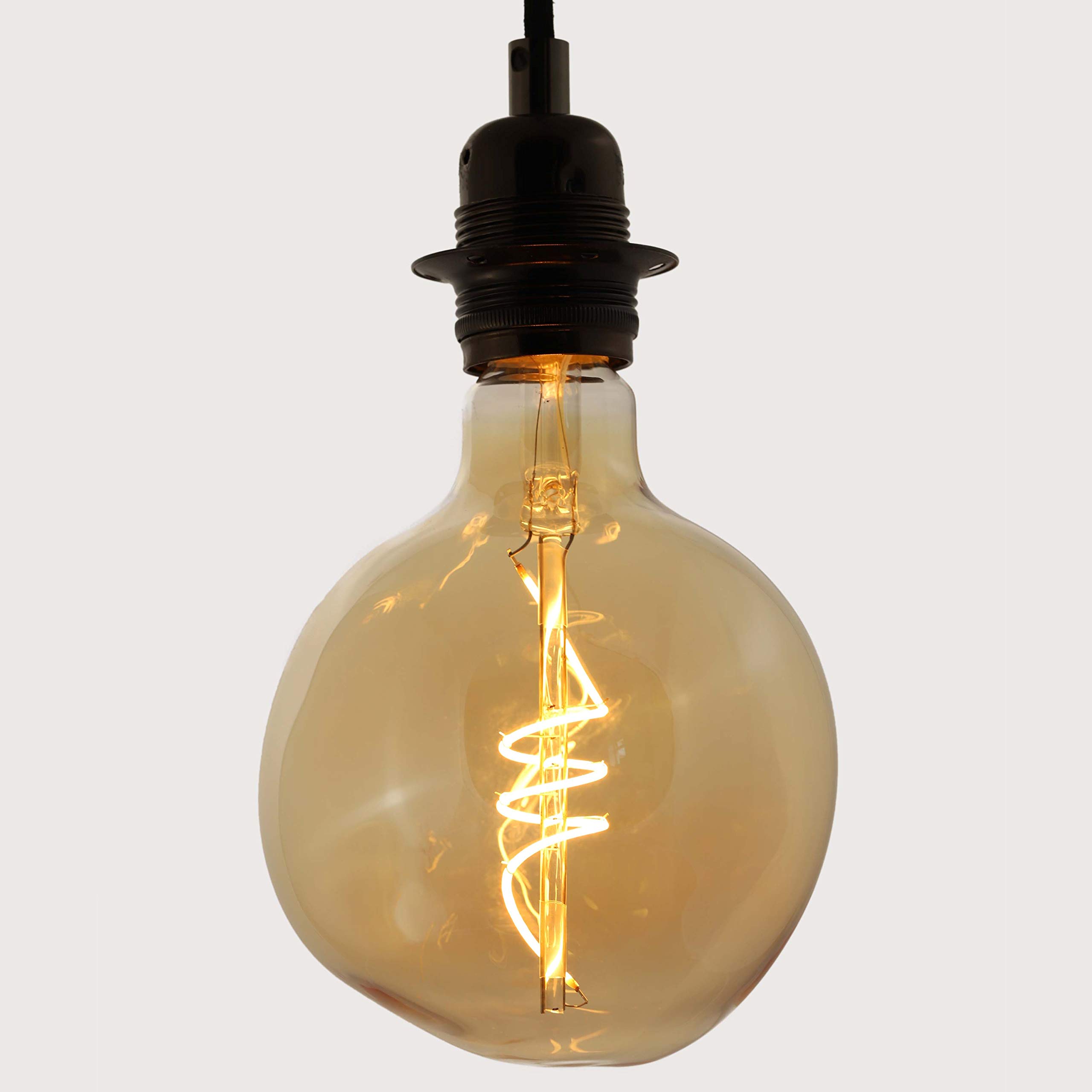 William & Watson Lampadina LED E27 dimmerabile Edison filamento retro fusione con scultura arte a forma di vetro fumé 2200 K, 4 W (equivalente a 40 W)