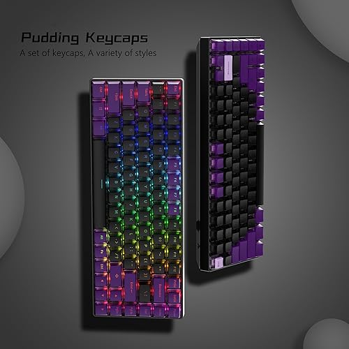 Vista 8 de Womier Teclas de pudín, PBT Shine Through Keycaps Juego de 165 teclas personalizadas Perfil OEM, compatibilidad universal para 100%, 75%, 65%, 60%