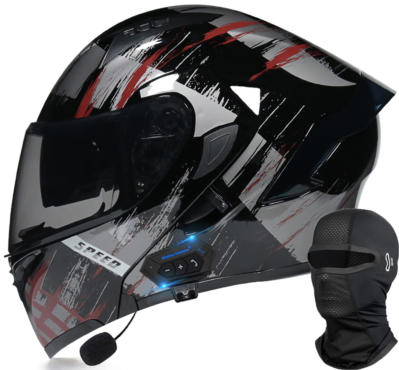 Casque intégral rabattable Bluetooth à réponse automatique pour motocross