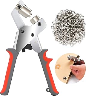 Grommet Tool Kit Handheld Grommet Machine Hole Punch Plier 7/16 Inch (10.5mm) Portable Grommet Hand Press Tool with 500 Silver Grommets