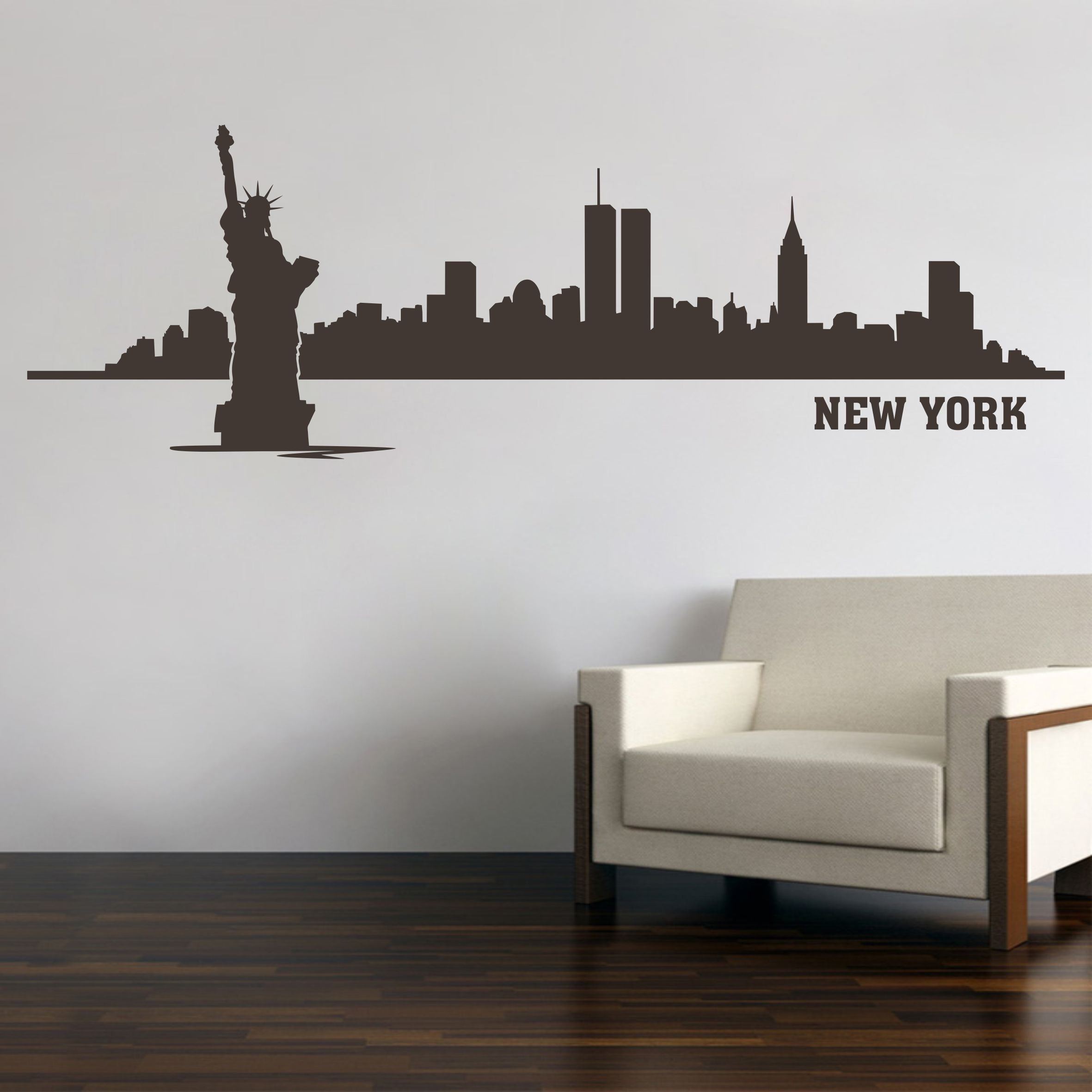 Sticker mural New York 80x26 cm personnalisable en couleur par mail